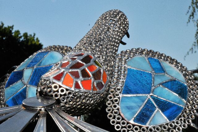 sculpture jardin oiseau en  inox