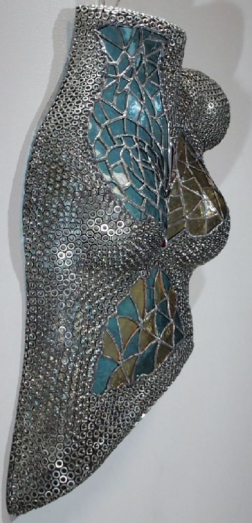 sculpture buste de femme inox verre