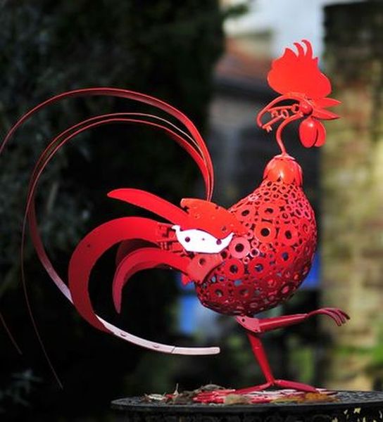 coq wallon en metal recupere