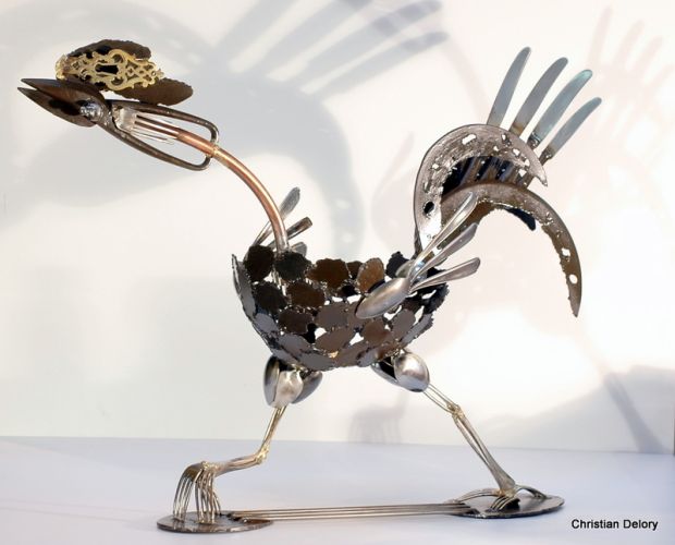 poule a partir de vieux objets